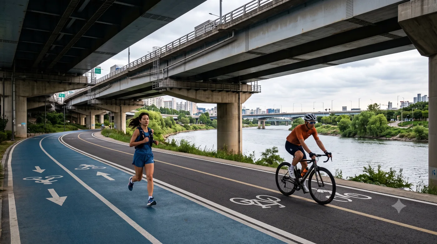 성남 탄천 러닝코스 5km — 한강까지 이어지는 물길, 탄천종합운동장 입문런