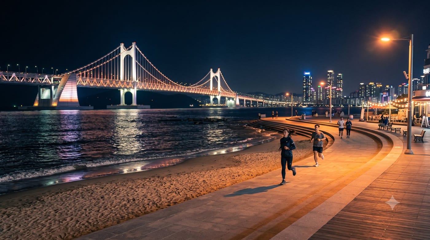 부산 광안리 러닝코스 5km — 광안대교 야경 민락수변 야간런