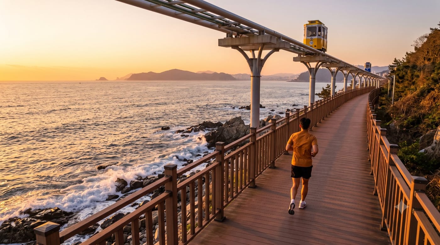 부산 해운대 러닝코스 4km — 미포~청사포 옛 철길 바다런