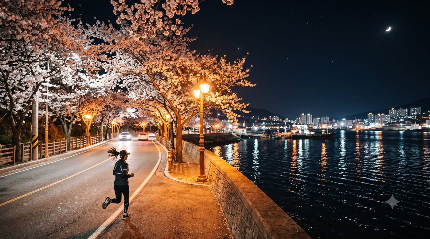 밤이 내리면 해안도로가 러닝 트랙이 된다 — 거제 장승포~능포 양지암 야경런