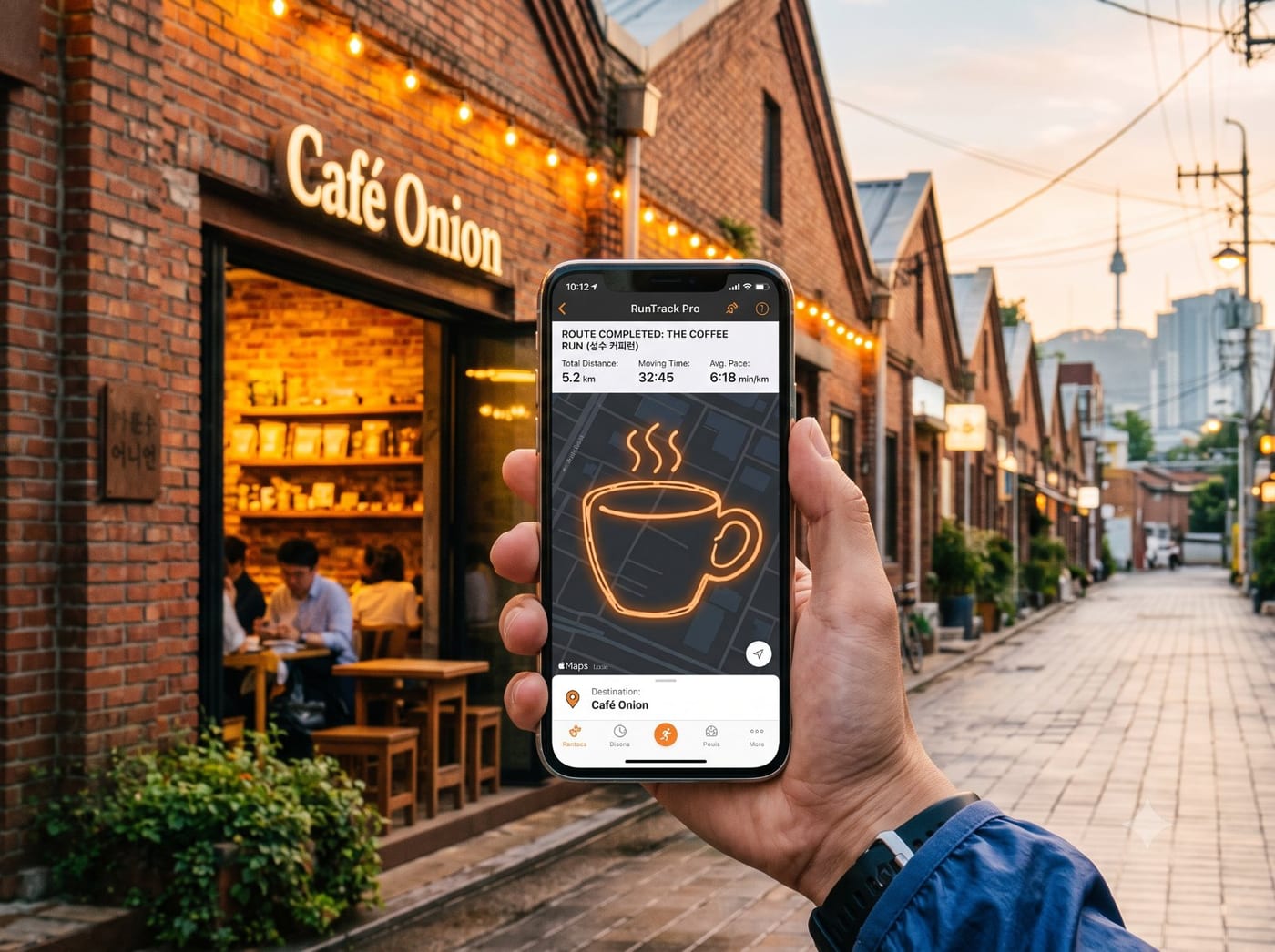 달리기로 커피 한 잔을 내렸다 — 성수동 카페거리 커피잔 GPS 아트런 사진 2