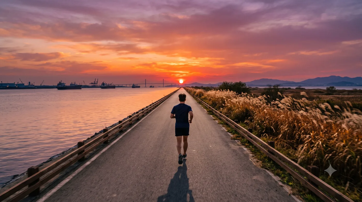 인천 정서진 러닝코스 5km — 광화문 정서쪽 끝, 경인아라뱃길 노을런