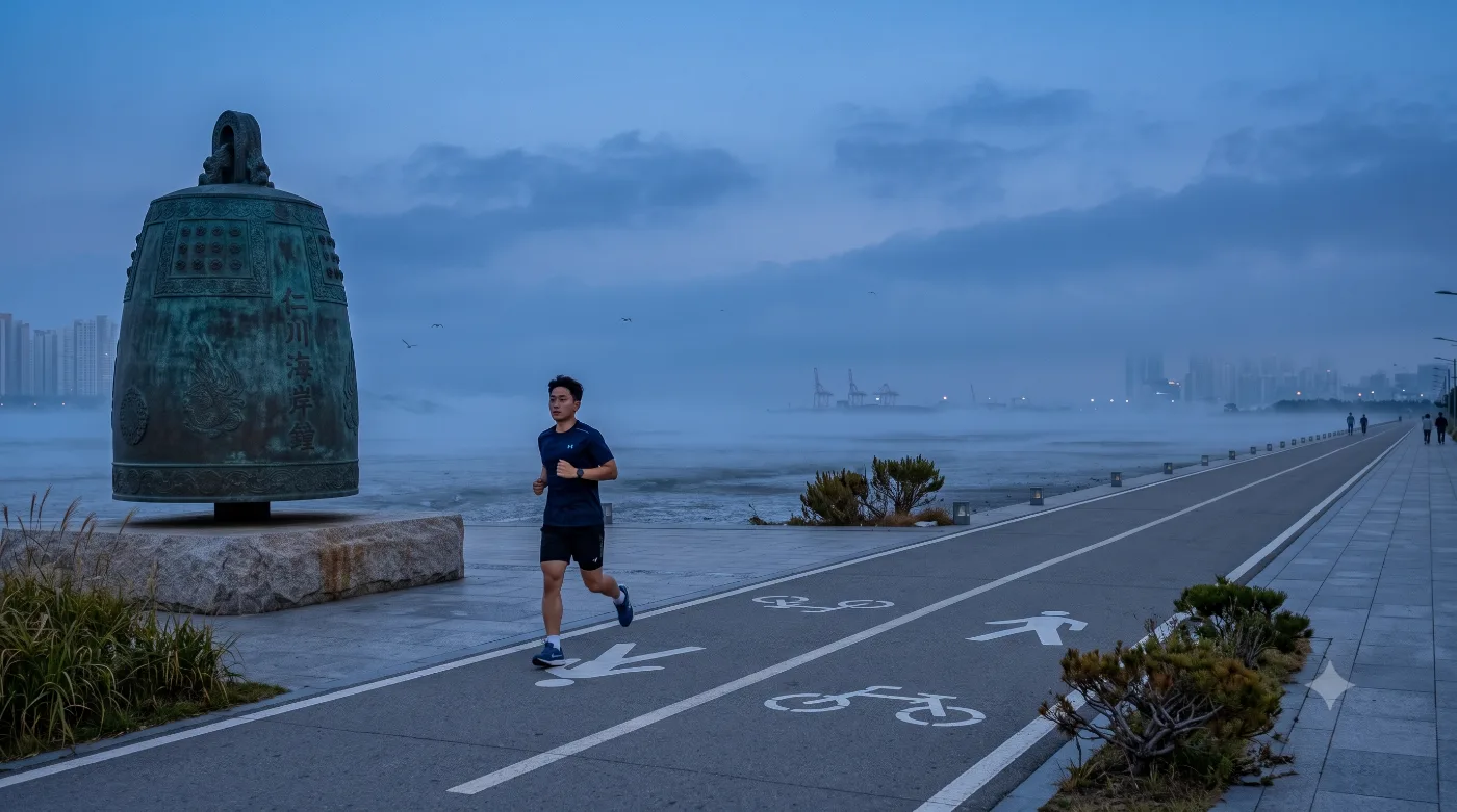 인천 정서진 러닝코스 5km — 광화문 정서쪽 끝, 경인아라뱃길 노을런