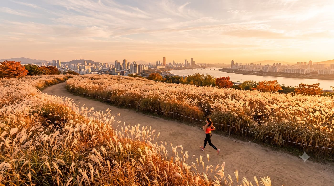 서울 러닝코스 5km — 쓰레기산이 억새밭이 된 자리, 상암 하늘공원·노을공원 한 바퀴